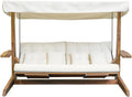 WESTMANN Garten-Holzschaukel Luna mit Sonnendach, Beige, für 4 Personen