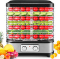 Edelstahl Dörrautomat mit 8 Einschüben, Temperaturregelung 35-70°C, 400W, ideal für Fleisch, Obst, Gemüse und Nüsse