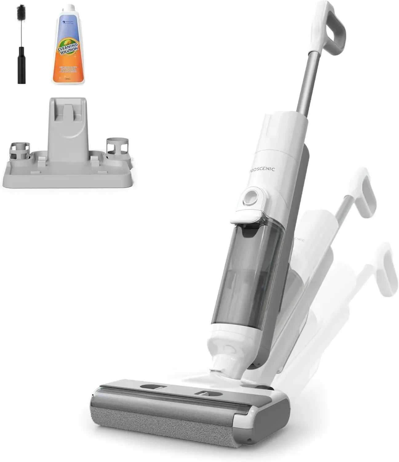 Proscenic F10 Nass-Trockensauger mit Wischfunktion, 60 Min Laufzeit, Selbstreinigung, LED-Display, Ideal für Tierhaare und Hartböden