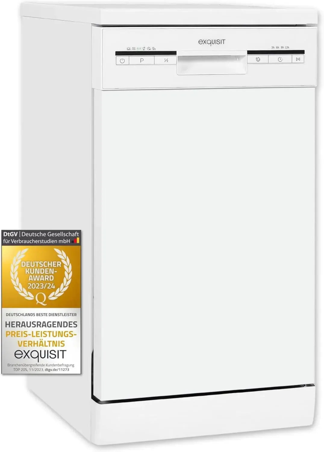 Hocheffizienter Exquisit Geschirrspüler 45 cm, unterbaufähig und freistehend, mit LED-Anzeige und Platz für 9 Maßgedecke