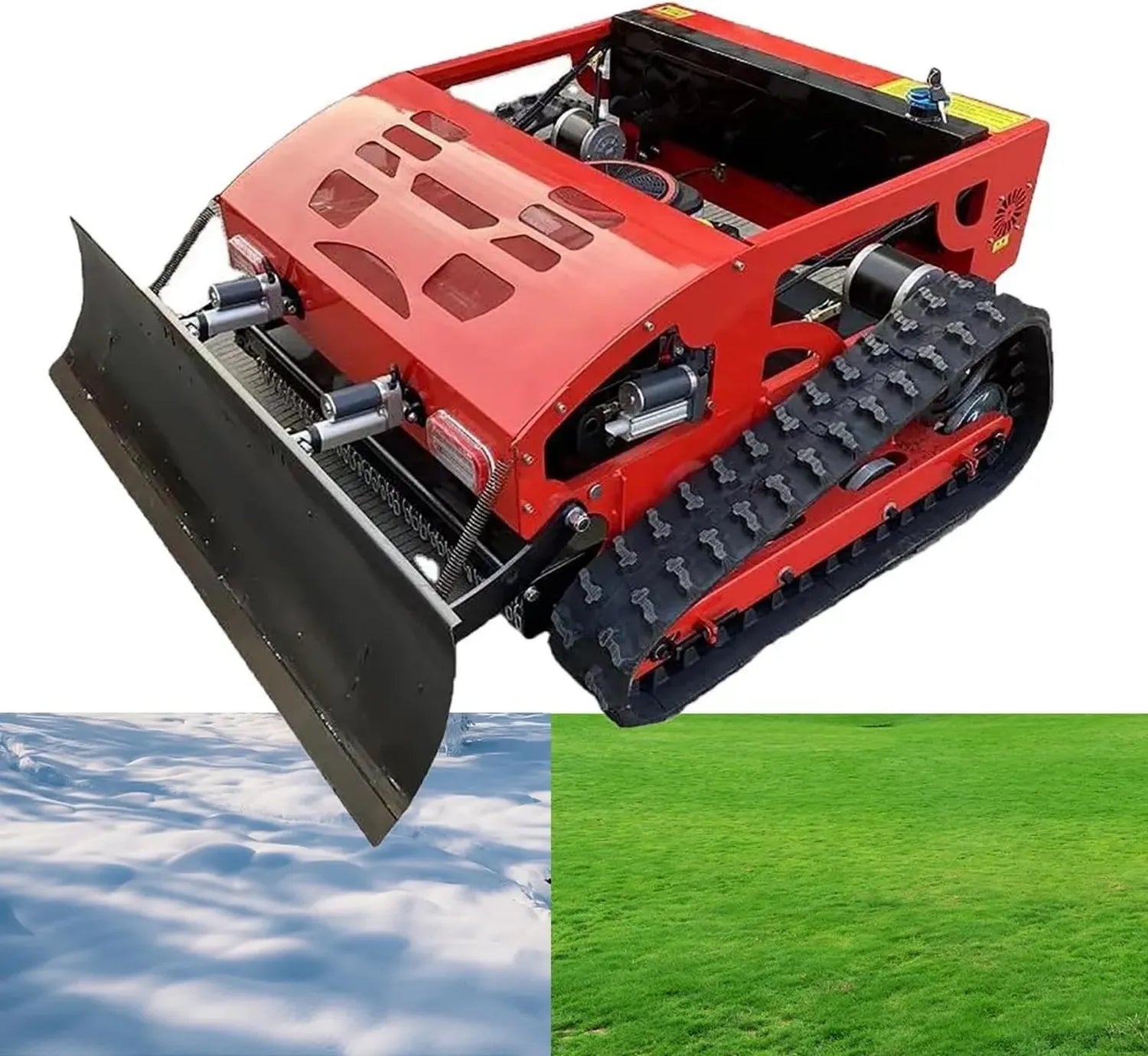 Leistungsstarker Rasenmähroboter mit Schneeschaufel, Ferngesteuerter Mäher 7,5 PS, Hybrider Selbstfahrer für 45°-Steigungen
