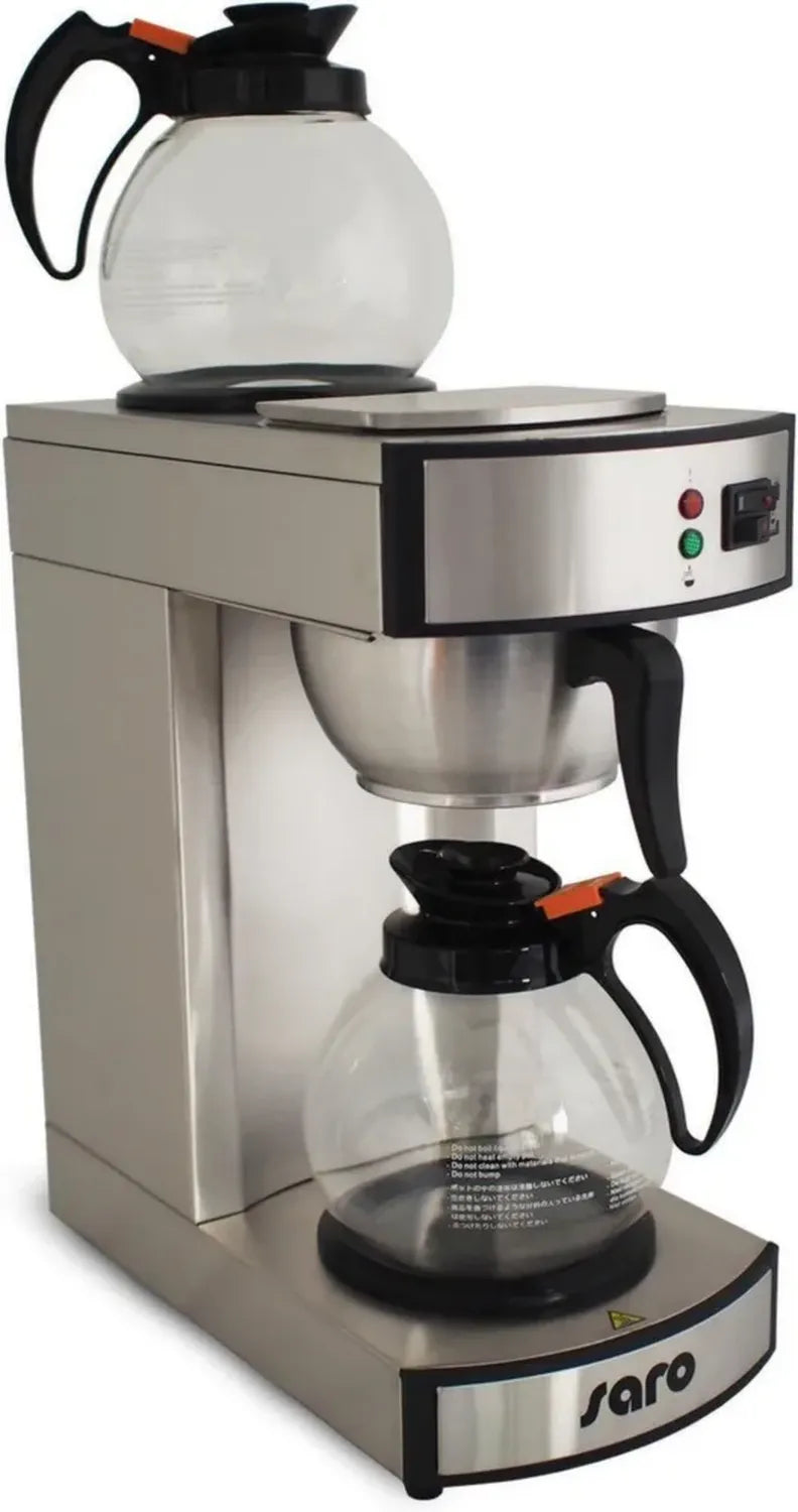 SARO Kaffeemaschine mit Doppel-Warmhalteplatte und Glaskannen, Edelstahl, 1,8L, schnelles Brühen