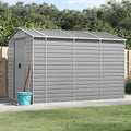 ZEYUAN Metallgerätehaus in Hellgrau 191x300x198 cm, Wetterbeständiges Gartenhaus für Werkzeugaufbewahrung und Fahrradgarage