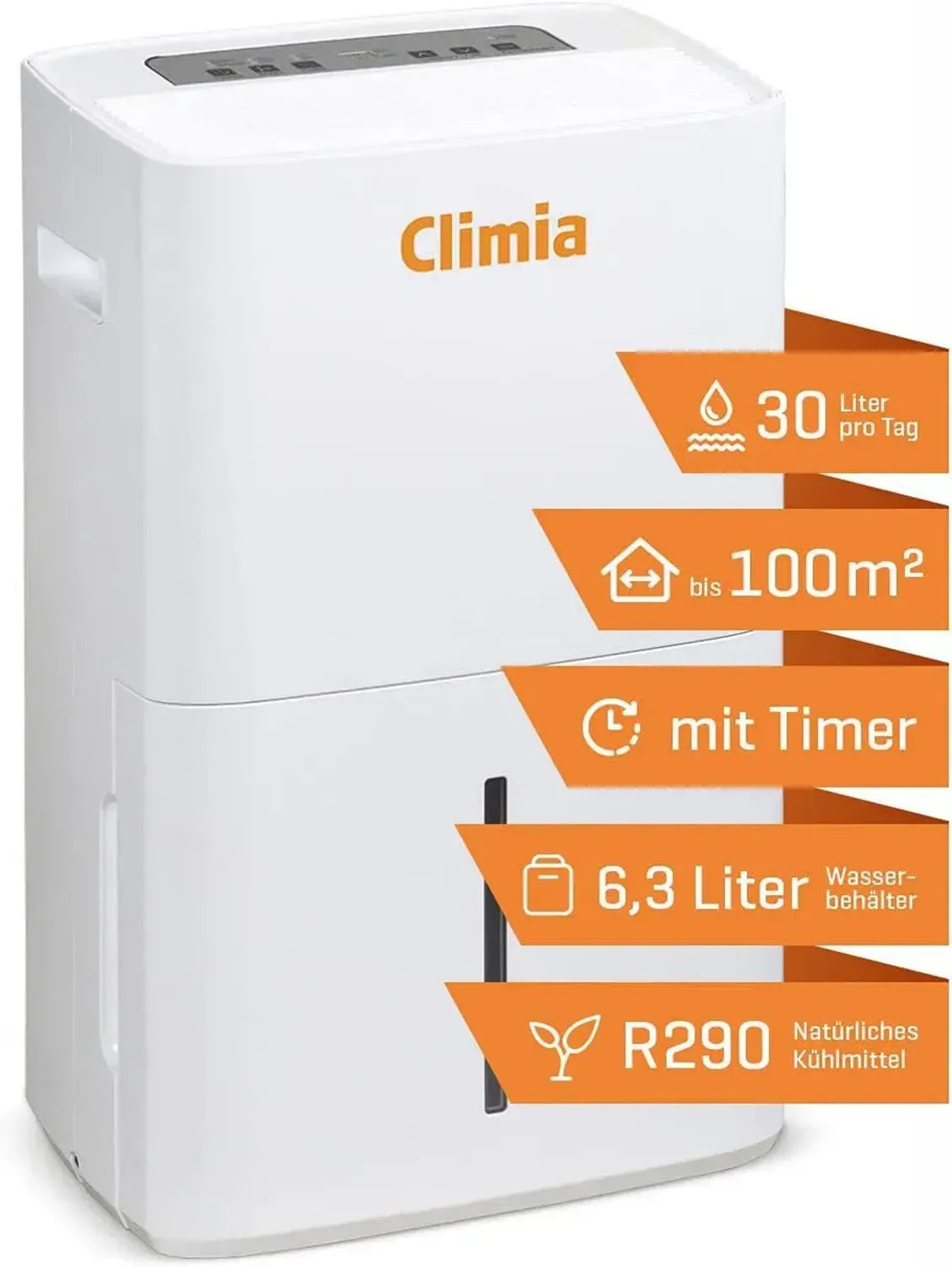 Climia CTK 240 Smart Home Luftentfeuchter mit umweltfreundlichem Kühlmittel, 30 l/Tag für 230 m³ Räume, WLAN-fähig
