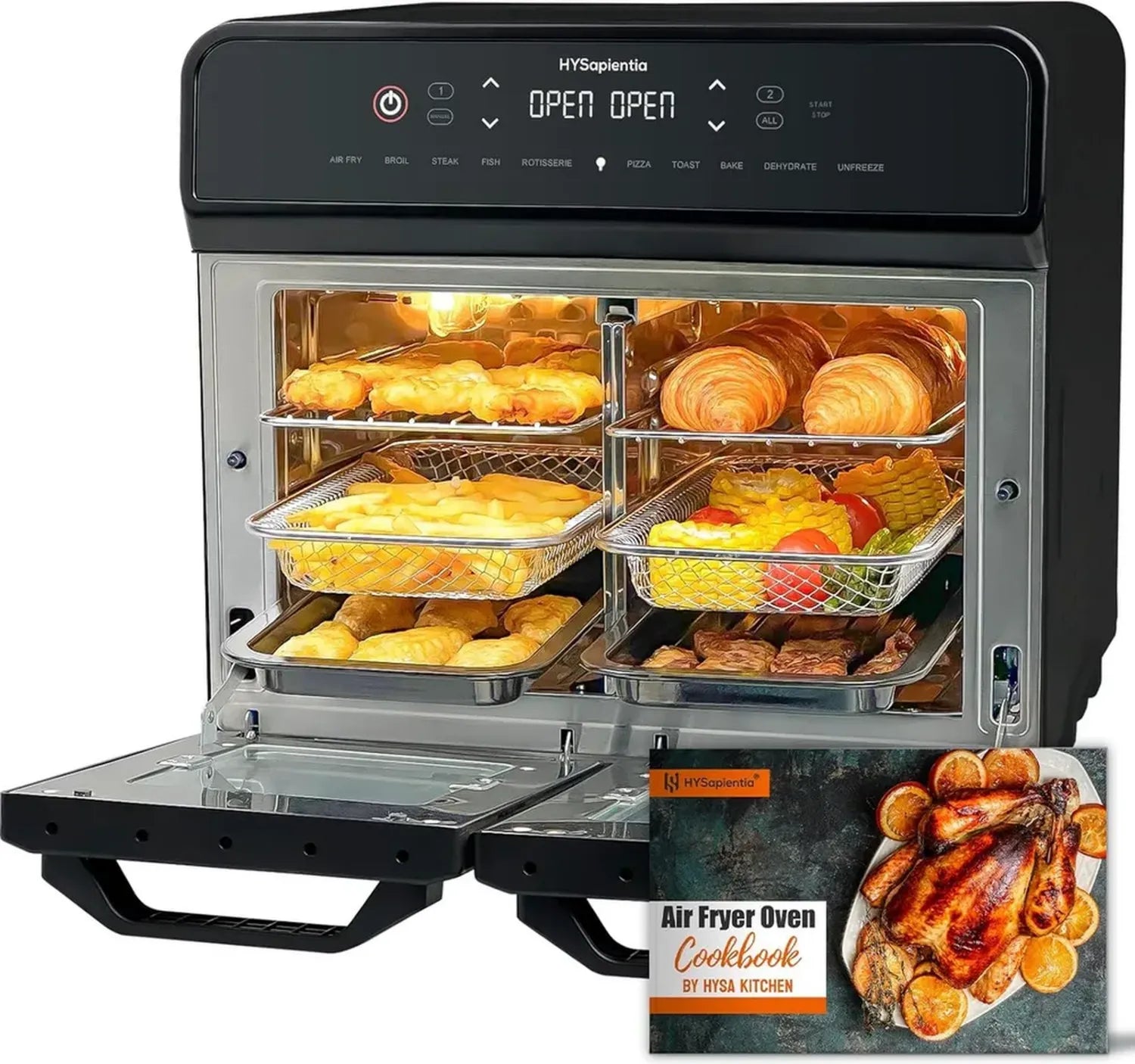 HYSapientia 22L Heißluftfritteuse mit Doppelkammer und LED-Touchscreen