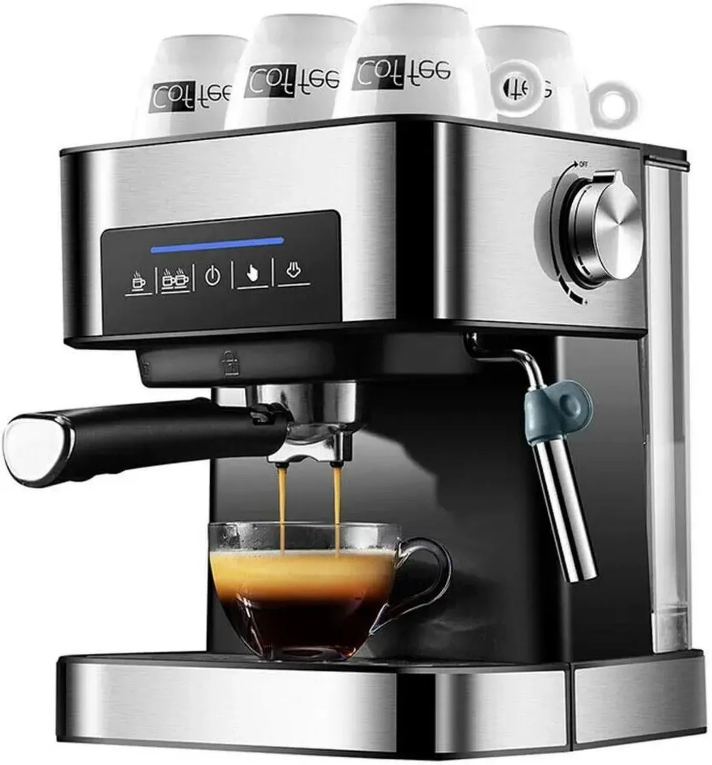 YUEWO Espresso Kaffeevollautomat 850W, 20 Bar, 1,5L Wassertank, Milchaufschäumer für Cappuccino